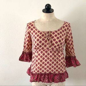 Juicy Couture bohemian long sleeve ruffle blouse